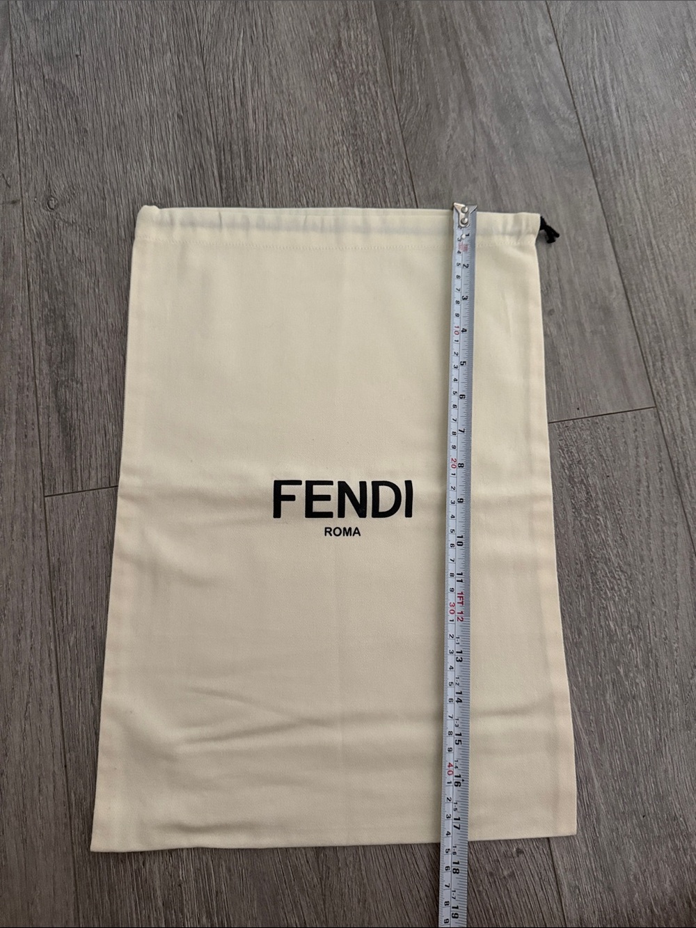 Fendi Cream Drawstring Dust Bag with Black Logo Authentic New